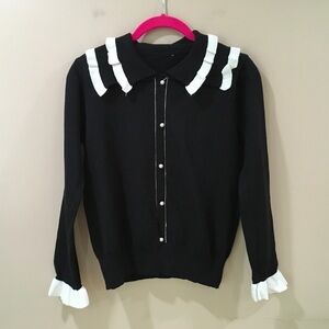 Fashion Korean Womens Tight Knitted Sweater Tops Pullover Black  Size Xs New